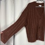 Topshop Brown Knitted Fluffy Vneck Wide Rib Cardigan M/L Photo 6