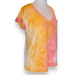 Pink Lily Tie Dye Pullover V-neck Top Roll Sleeve Detail OVERSIZED Size Small Photo 2