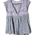 Lucky Brand  Blouse Womens Size S Multicolor Floral‎ Paisley V Neck Boho Chic Photo 0