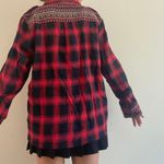 En Crême Red Embroidered Flannel Shirt Photo 8