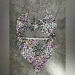 Veronica Beard 💋NWOT  Pink and Black Leopard One Piece Swimsuit with Cut Out, L Photo 2