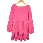 Simply Southern  Tiered Bubble Babydoll Dress Pink Popcorn Textured Size XL Photo 4