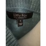 Witty Fox Ditzy Floral Small Blue Cropped Button Sweater Embroidered Hearts Photo 6