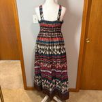 Charter Club  Ikat printed beaded midi sundress brown‎ red size 4 Photo 5