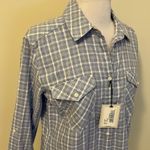 Untuckit Shelly Blue White Plaid Shirt Size M Photo 5