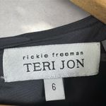 RICKIE FREEMAN TERI‎ JON SHEATH DRESS CAP SLEEVE FLORAL APPLIQUE FRINGE TASSEL 6 Black Photo 2