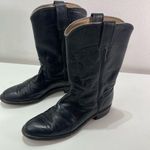 Justin  Women Black Leather Roper Boots 6.5 R L3703 Western Cowgirl Biker USA Photo 0