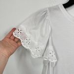 T Tahari  White Eyelet Flutter Sleeve Classic Summer‎ Tee Modal Feminine NWT Photo 2