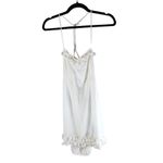 Princess Polly  Womens Fiorella Mini Dress Linen Blend Tie Back Pom Trim White 8 Photo 2
