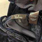 Lulus Sultry Summoning Navy Blue Velvet Lace Bodycon Mini Dress SMALL Photo 9