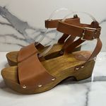 Lulus | Women's Minimalist Brown Leather Strappy Wooden Willy Clog Sz 8.5 Photo 3