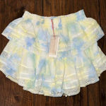 Love Shack Fancy NWT  Ruffle Mini Skirt Size Small Lily Pond Hand Dye Photo 0
