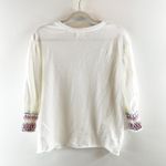 Nation Ltd  100% Cotton Puff Sleeve V-Neck 3/4 Blouse Tee Shirt White Medium Photo 3