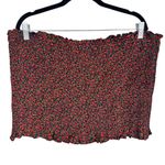 American Eagle NWT Lace Front Crinkle Tube Top Black Red Floral Print Size XXL Photo 1