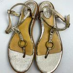 Frye Silver Metallic Mary Harness Leather Thong Slingback Sandal Photo 0