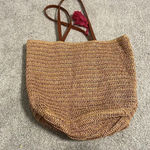 Straw tote bag with hearts Tan Photo 1