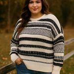 Dex Clothing 3X Mountain Aztec Knit Pullover Sweater Black White Boho Chic Multiple Photo 0