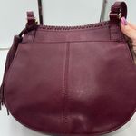 Vince Camuto  Deep Eggplant Purple Suede & Leather Saddle Bag, Fringe Tassel Photo 10