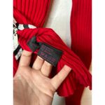 Vintage Y2K Fontana Red Ribbed Knit Double Zip Satin Zebra Print Trim Sweater M Size M Photo 5