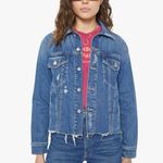NEW Mother Antrhopologie Drifter The Cut Denim Jean Jacket Size Large USA $345 Blue Photo 3