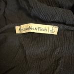 Abercrombie & Fitch  Crinkle Short Sleeve Floaty Button Down Top With Cinch Waist Black Photo 1