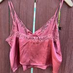 Urban Outfitters UO Satin Button-Front Cami Lace Pink Size Small Photo 4