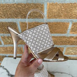 Delman Evitt Embroidered Heel Sandal size 10 Gold Photo 6