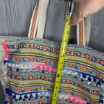 America and beyond colorful rainbow Pom Pom tassel hand bag tote purse beach bag Pink Photo 3