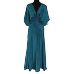 Dress Forum Womens Bat Wing Sleeve Satin Maxi Dress Deep Jasper Size Small NWT Photo 1