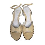 BCBGMAXAZRIA Ivory Creme Ankle Strap Wedge Leather Sandals Size 10B Photo 3