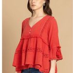 NWT Boutique Boho Women's Pinkilicious Babydoll Tassel top by Bohera Pink Size XL Photo 3