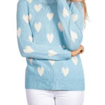 Sail To Sable womens Blue Lacecap heart wool pullover sweater Medium Photo 0
