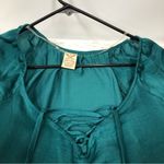 Faded Glory  Satin Blouse Bell Sleeve Teal 2x tassel tie Photo 7