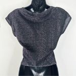 Vintage Rio Blouse Rainbow Sequin Shimmer Short Sleeve Shirt Size Small Pink Photo 3