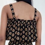 ZARA Black Printed Ruffle Crop Top Womens Size XS Lined Photo 1