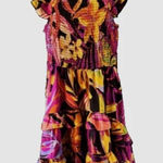 Truth NYC  L Hi Low Dress Black Yellow Floral Smock Ruffled Boho Bold Statement Photo 0