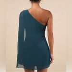 Lulus NWT Majestic Energy Cape One Shoulder Mini Dress in Teal Green - Size S Photo 1