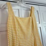 Old Navy yellow plaid gingham square neck linen mini dress small petite Photo 6