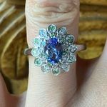 Natural Tanzanite Tsavorite Garnet Sterling Silver Ring Size 7 Green Photo 0