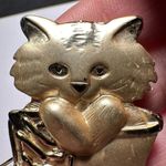 AJC Kitten Kitty Cat In A Boot Gold Tone Brooch Pin Photo 5