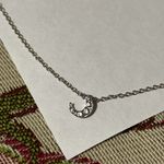 Rhinestone crescent moon charm necklace Silver Photo 1