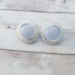 Vintage Clip On Earrings Very Light Blue Frosted Photo 2