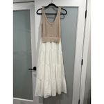 Elan Women's Dress Knit Tank Top White Tiered Maxi Dress Size M Medium Photo 4