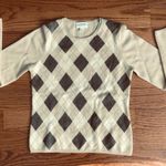 Charter Club  RARE 100% Cashmere Argyle Crewneck Brown Tan Sweater Women’s Size S Photo 7