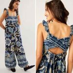 Free People  Bali Albright Jumpsuit Size Small Blue Floral Sleeveless Photo 9