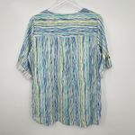Cathy tunic M petite linen blend short tab sleeve zip front stripe beach resort Green Size M Photo 3