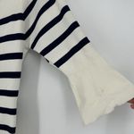 Anne Fontaine Stripe Top Blouse Lace Up Blue Ivory Boat Neck Ribbed Size 42 10 Photo 3