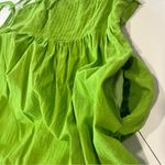 Lulus NWOT  Dreamgirl‎ Lime Green Pleated Tie Shoulder Babydoll Mini Dress MEDIUM Photo 6