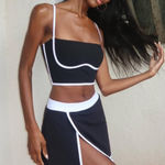 Alo Yoga Alo Airbrush Streamlined Skirt Black White Slit Sports Tennis Athletic Skort L Photo 0