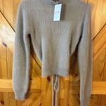 ee:some  Women's Fuzzy Cropped High Low Beige Sweater NWT Size Small (5406) Photo 0